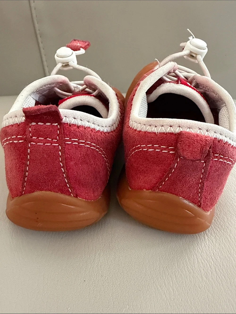 Camper Kids Red Suede Sneakers with White Laces